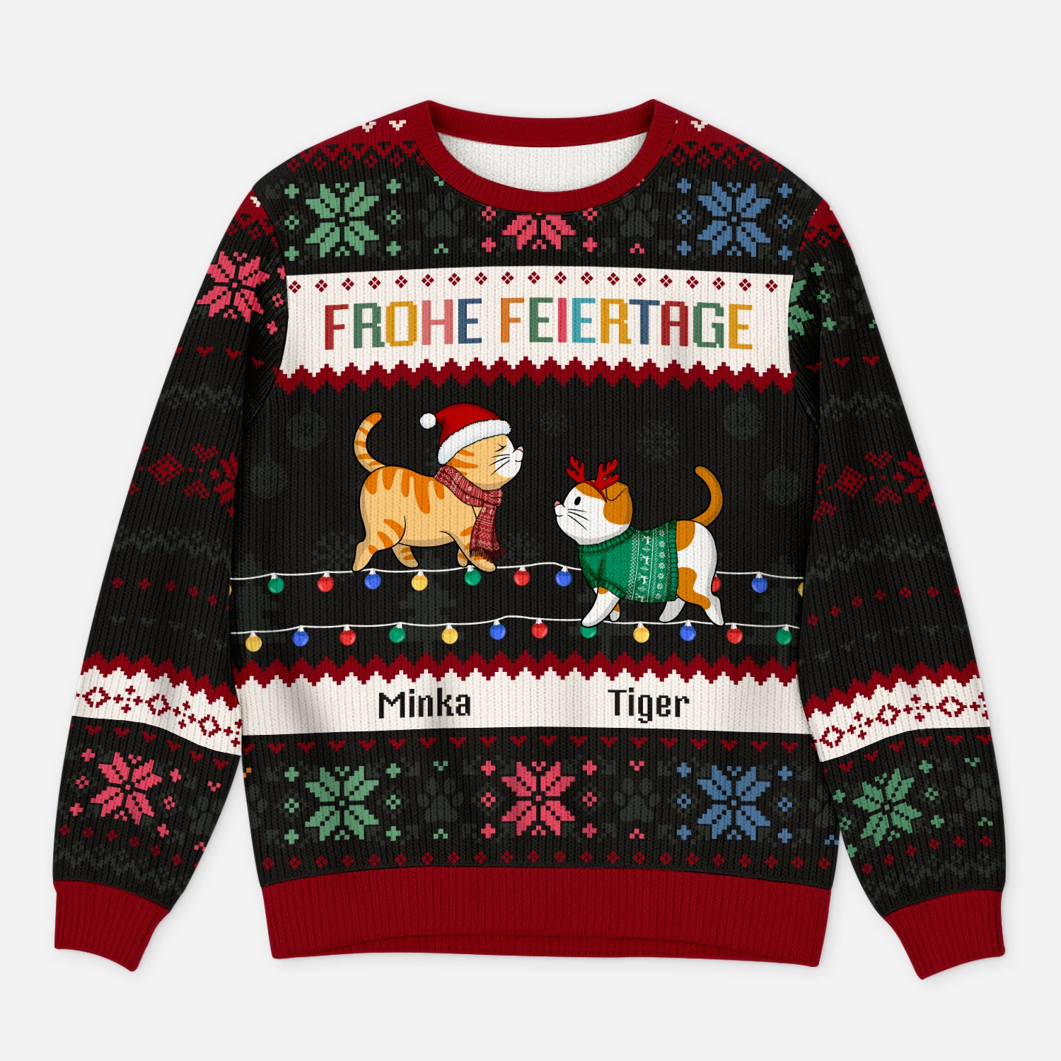 5774WGE1 frohliche weihnachten weihnachtspullover katze personalisiert_ 5774W8QND