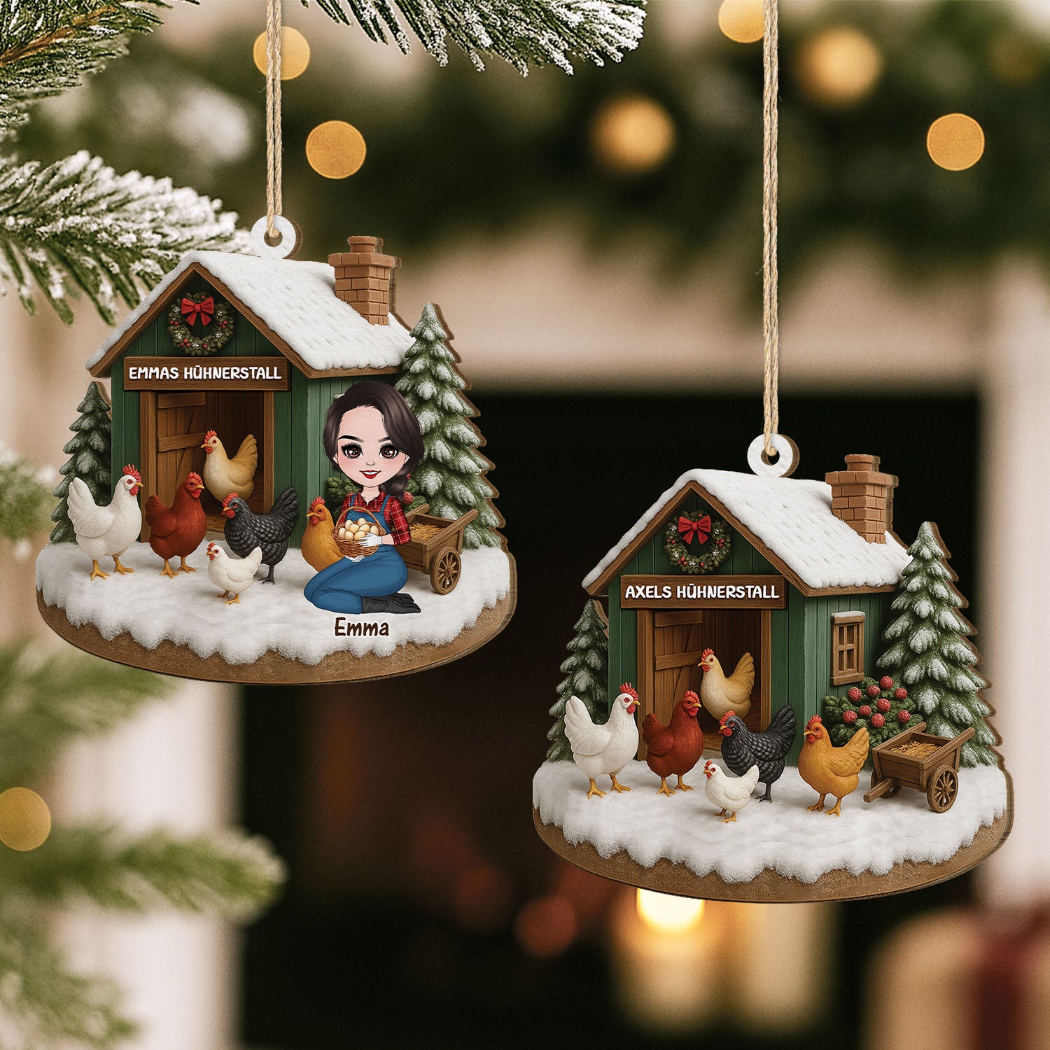 5776OGE2 huhnerstall personalisierte 1 schicht holz ornamente weihnachten frau huhn 5776O3VQA
