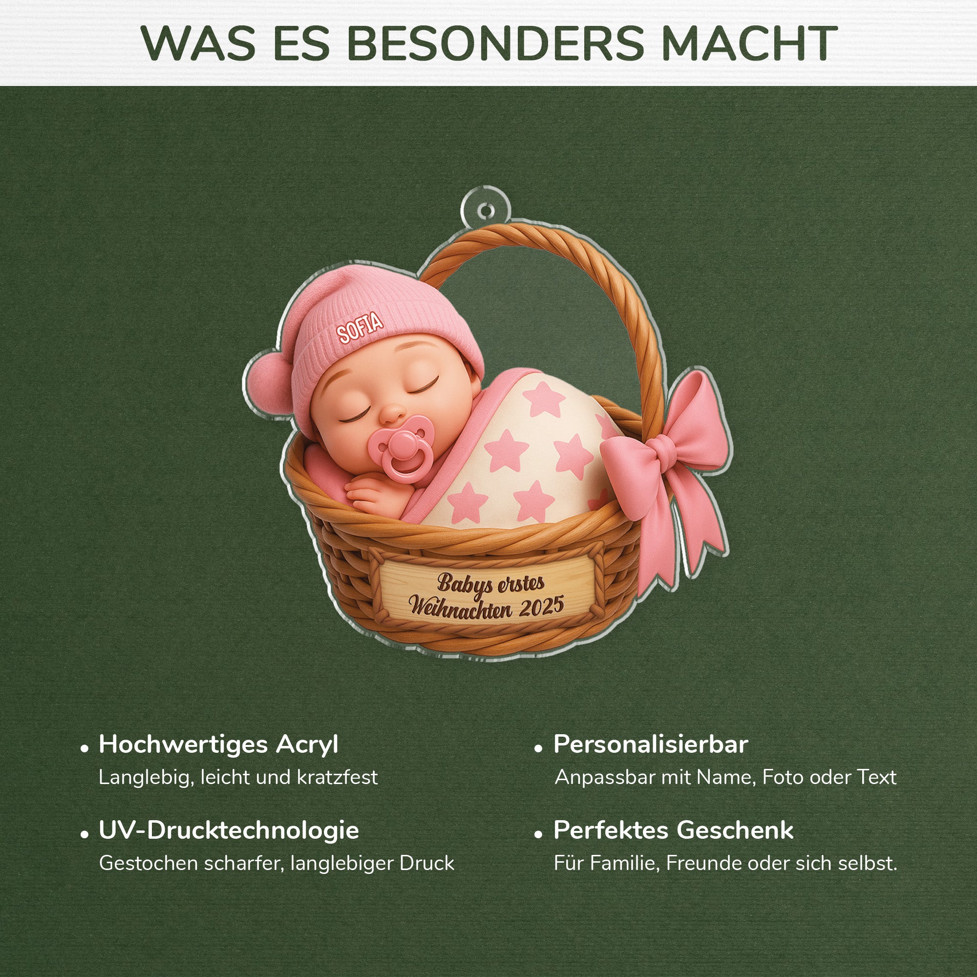5778OGE4 3d druck effekt babys erstes weihnachten babytasche personalisierter weihnachtsschmuck acryl 5778OKLMK