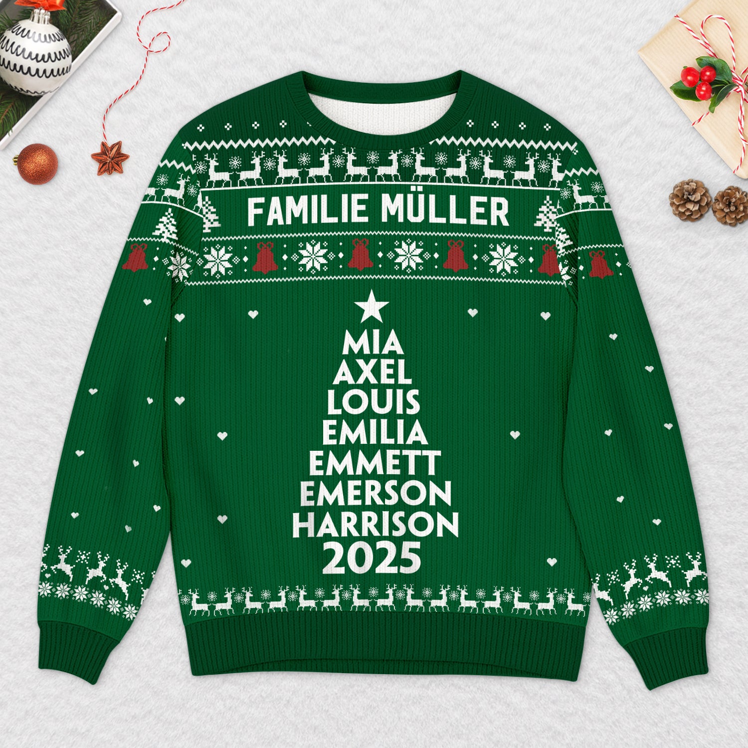 5780WGE2 weihnachtsbaum namen weihnachtspullover familie personalisiert 5780WTZCI