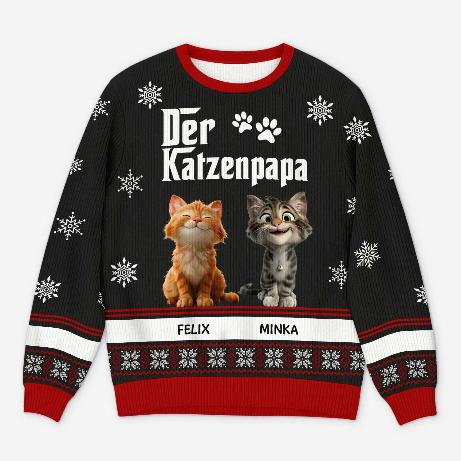 5782WGE1 der katzenpapa weihnachtspullover katze personalisiert_ 5782WKFCD