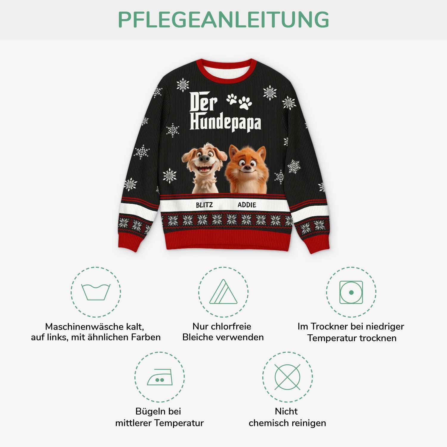 5782WGE4 der hundepapa weihnachtspullover hund personalisiert_ 5782WKFCC