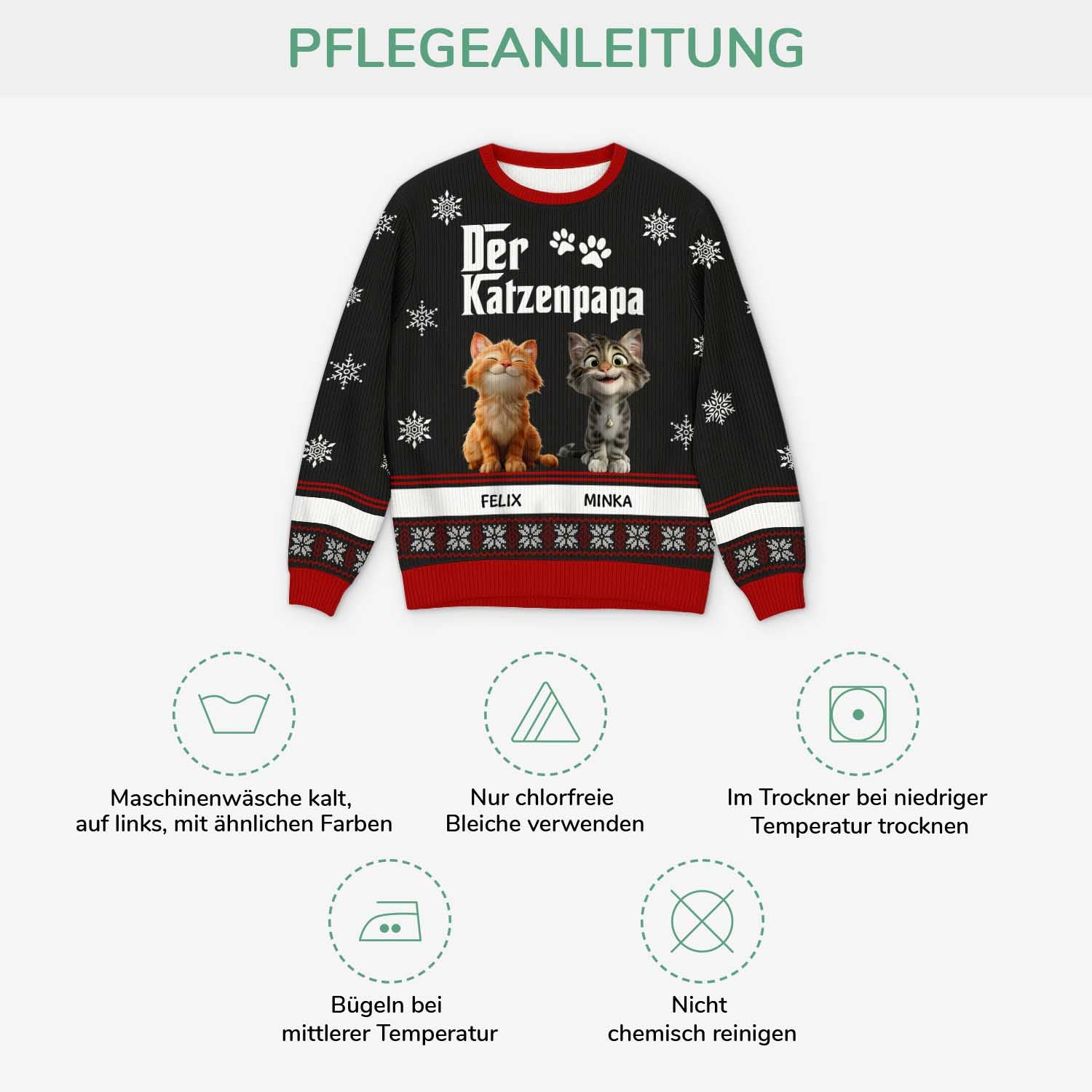 5782WGE4 der katzenpapa weihnachtspullover katze personalisiert_ 5782WKFCD