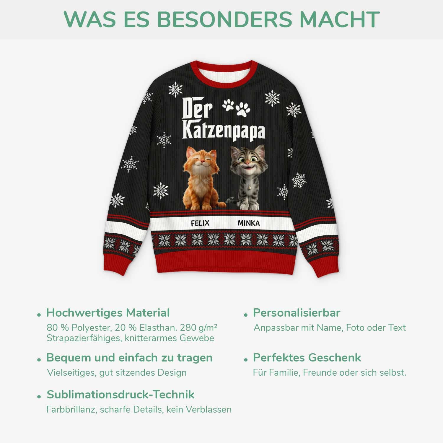 5782WGE5 der katzenpapa weihnachtspullover katze personalisiert_ 5782WKFCD