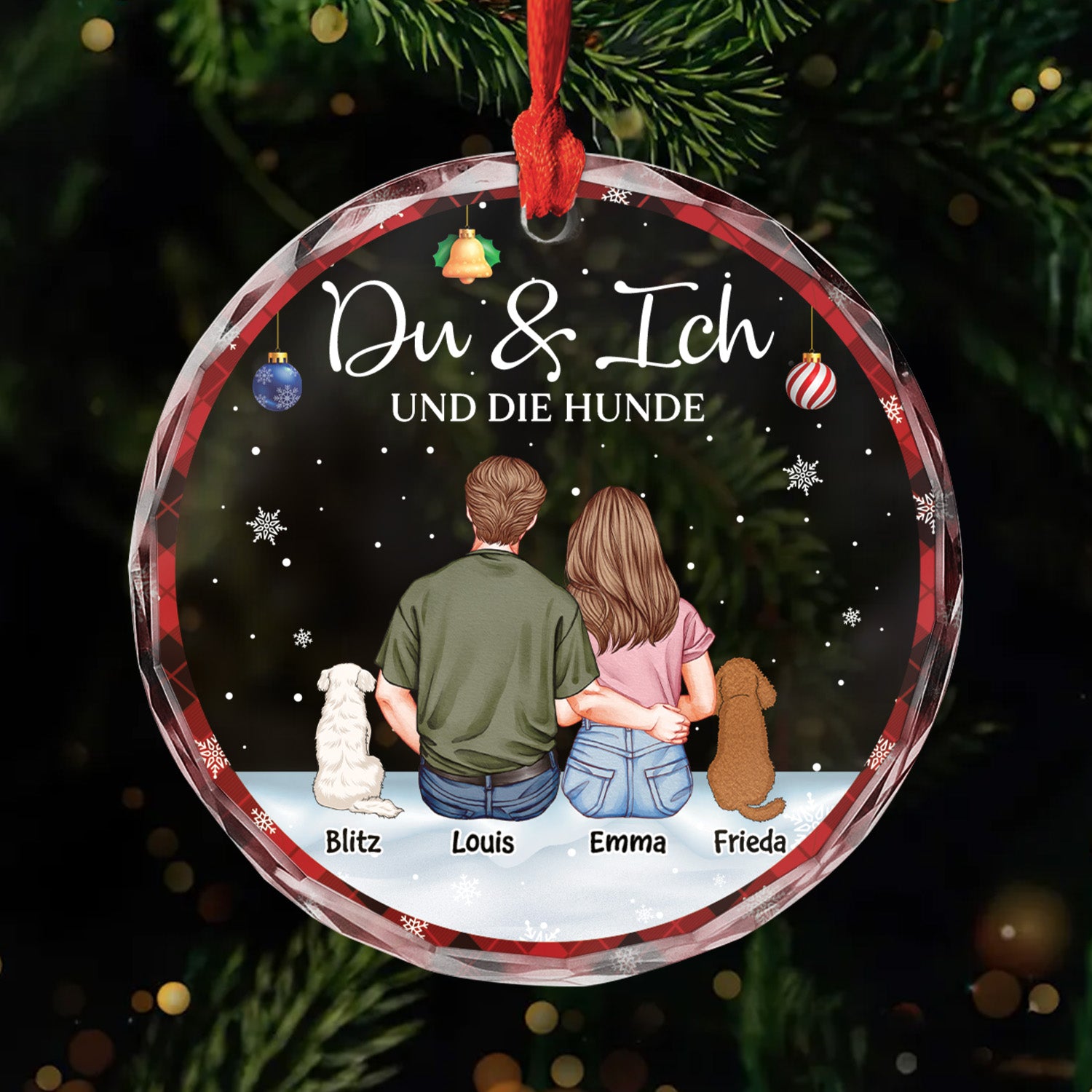 5786OGE1 du ich und die hunde personalisierter weihnachtsschmuck_ glas paare 5786OKT0C