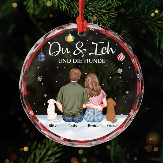 5786OGE1 du ich und die hunde personalisierter weihnachtsschmuck_ glas paare 5786OKT0C