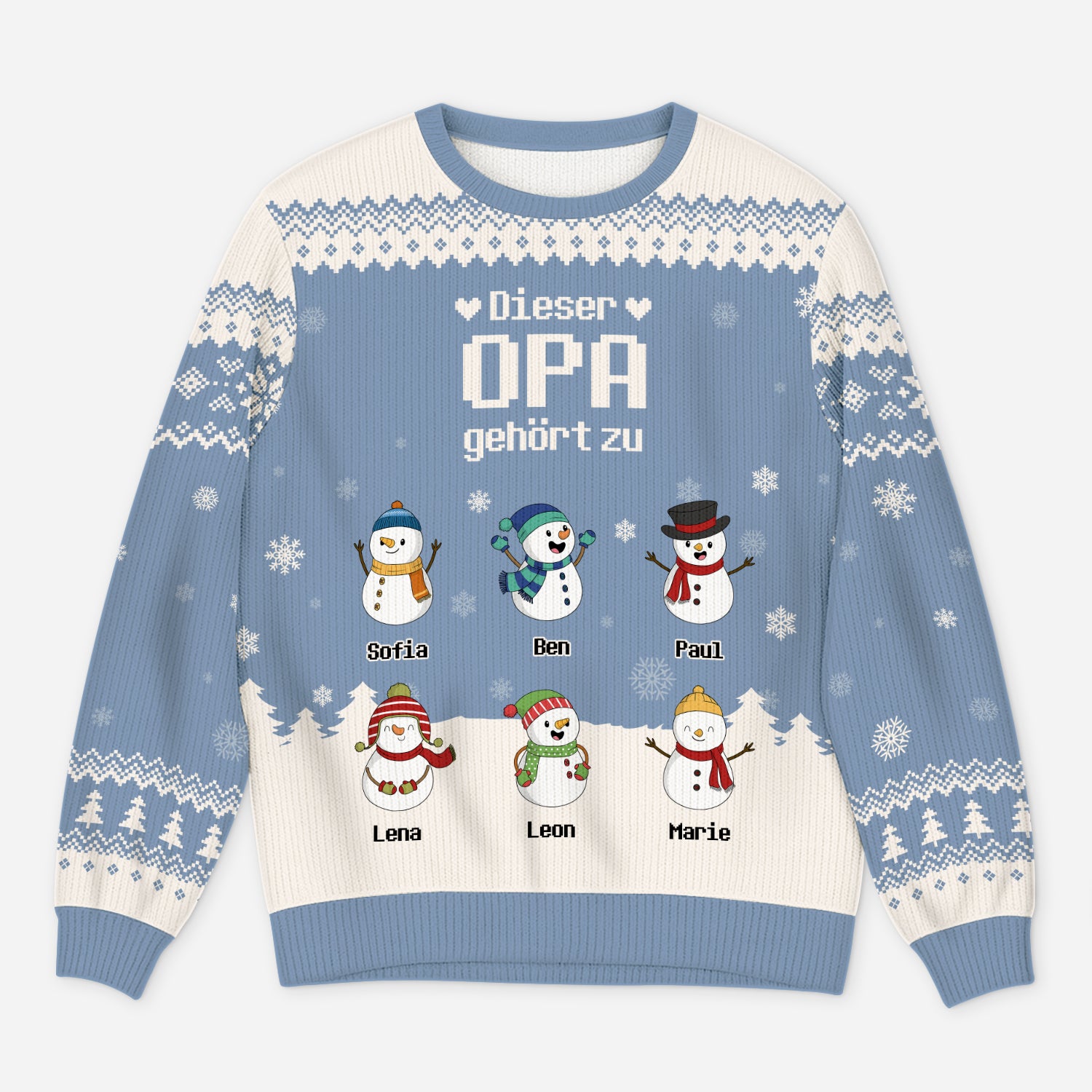 5791WGE1 dieser opa papa gehort zu schneemann personalisierter weihnachtspullover_ opa papa 5791WKZNB
