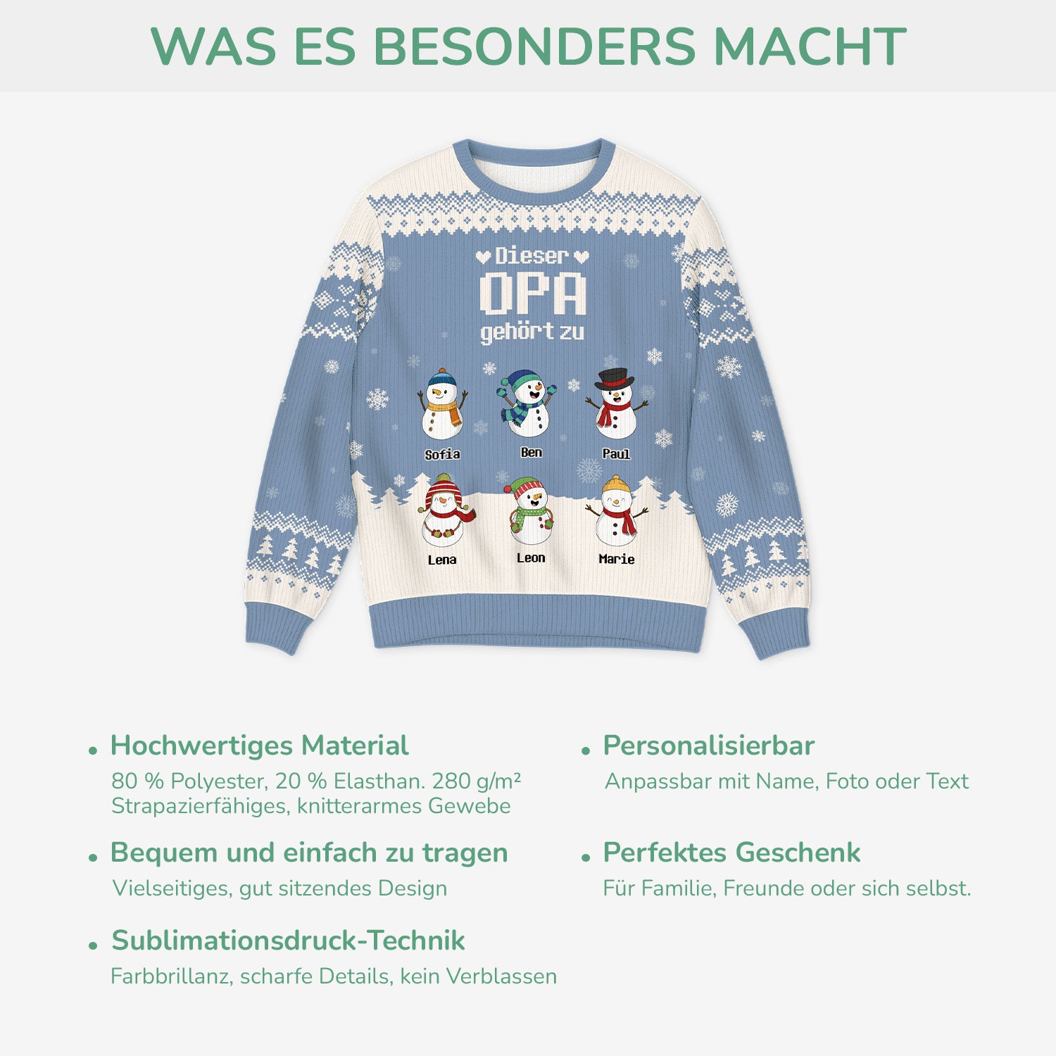 5791WGE5 dieser opa papa gehort zu schneemann personalisierter weihnachtspullover_ opa papa 5791WKZNB
