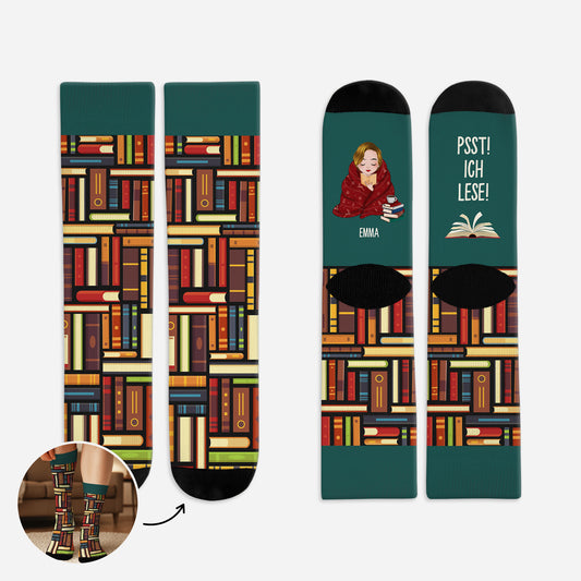 5792JGE1 psst ich lese nikolaus socken personalisiert_ leseratten_ frauen 5792J8LNA