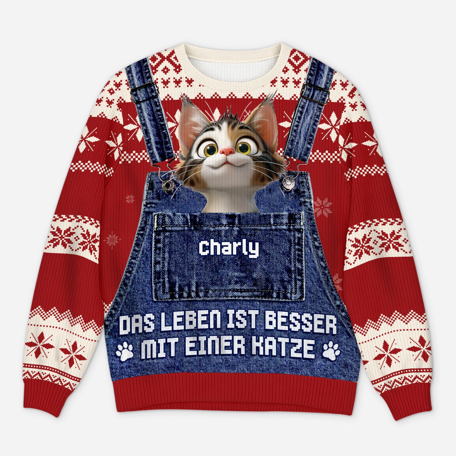 5795WGE1 das leben ist besser mit fellnasen weihnachtspullover katze hund personalisiert_ mit foto 5795W3LMD