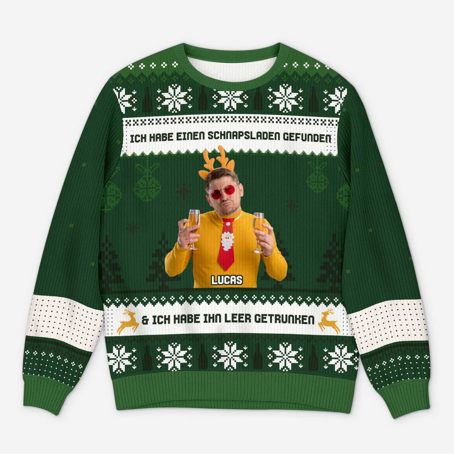 5798WGE1 ich habe einen schnapsladen gefunden personalisierter weihnachtspullover alkohol herren mit foto 5798WKZCB