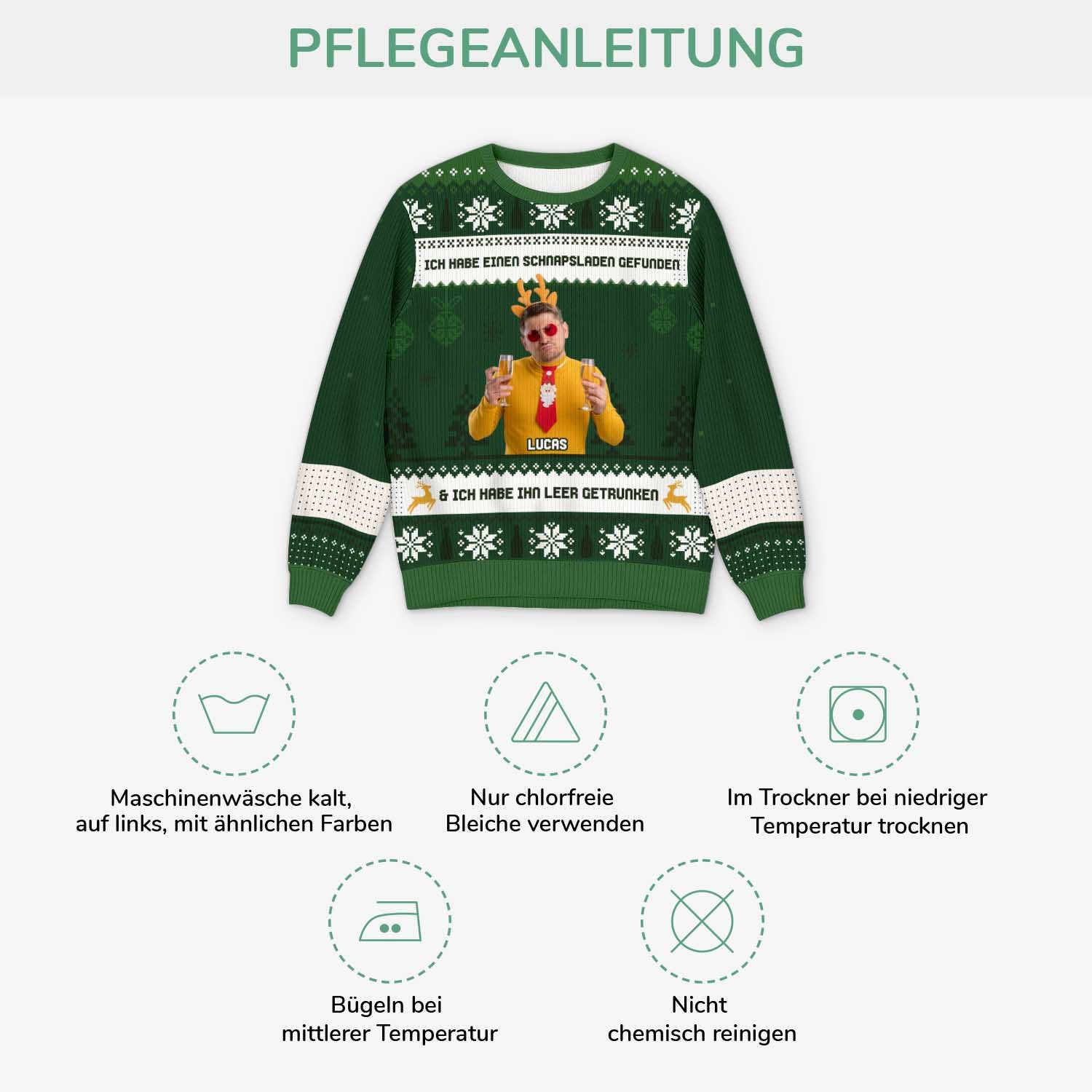 5798WGE4 ich habe einen schnapsladen gefunden personalisierter weihnachtspullover alkohol herren mit foto 5798WKZCB