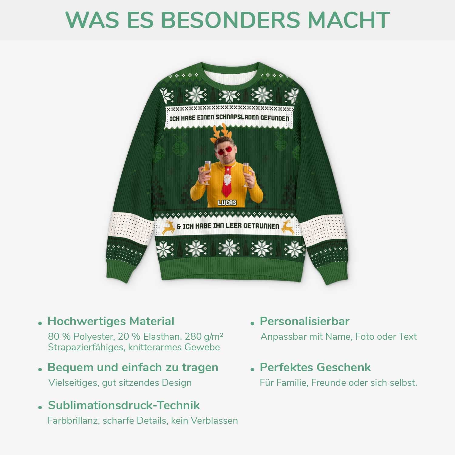 5798WGE5 ich habe einen schnapsladen gefunden personalisierter weihnachtspullover alkohol herren mit foto 5798WKZCB