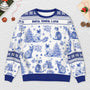 5799WGE2 katzen toile de jouy weihnachtspullover katze personalisiert_ 5799WTMMD