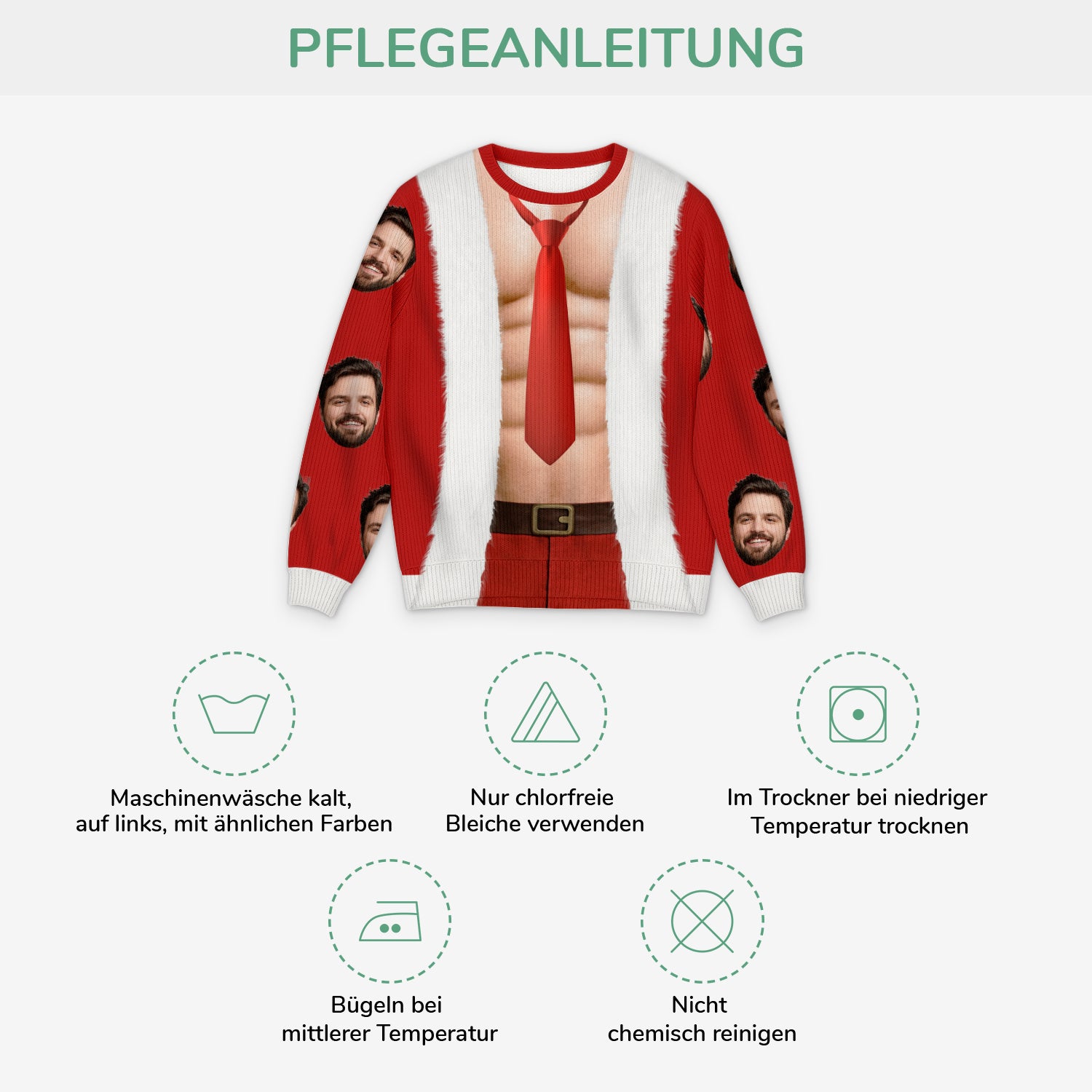 5802WGE4 mann mit gesicht waschbrettbauch personalisierter weihnachtspullover herren lustig 5802WTQZB