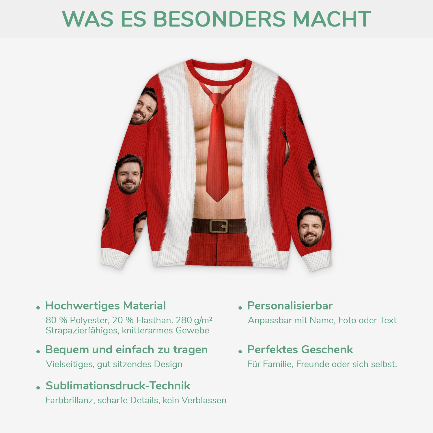 5802WGE5 mann mit gesicht waschbrettbauch personalisierter weihnachtspullover herren lustig 5802WTQZB