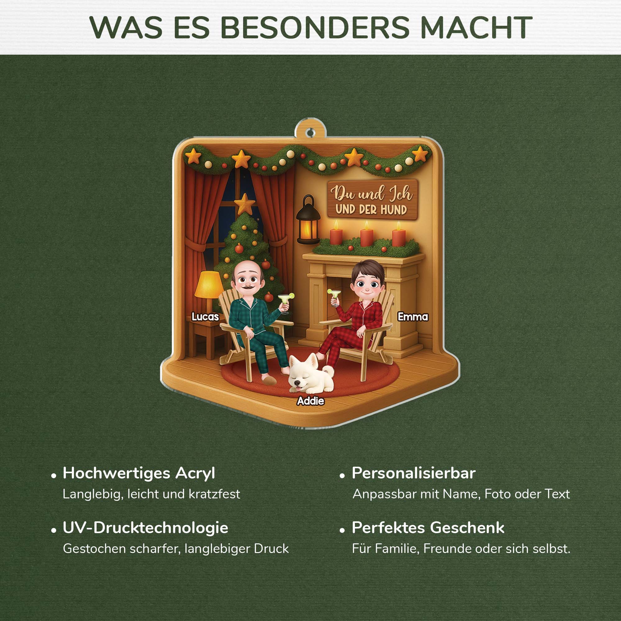 5804OGE4 3d druck effekt du ich und die hunde personalisierter weihnachtsschmuck_ acryl paar 5804OKQQC