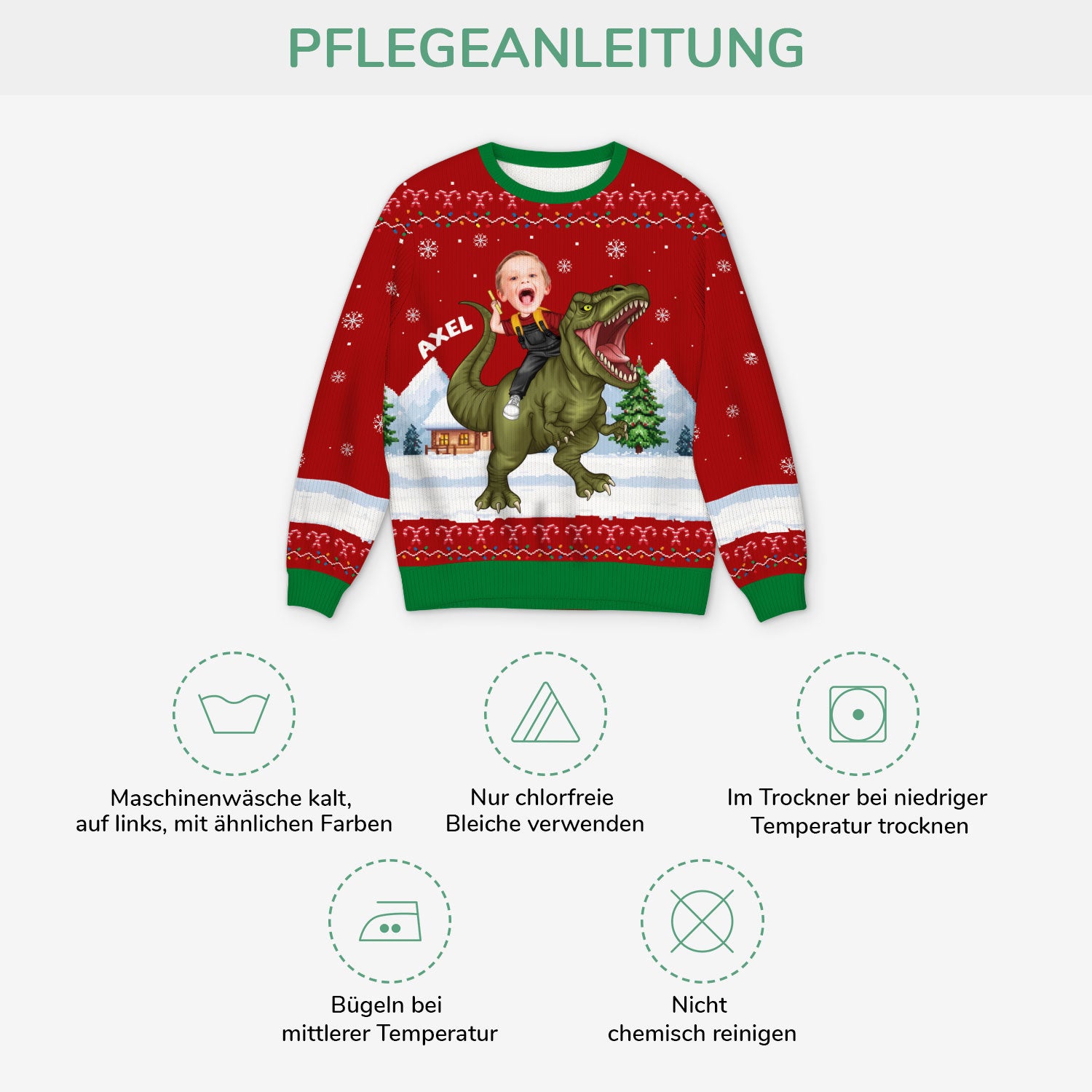 5806WGE4 kinder dinosaurier weihnachtspullover personalisiert_ kind mit gesicht 5806WTZAK