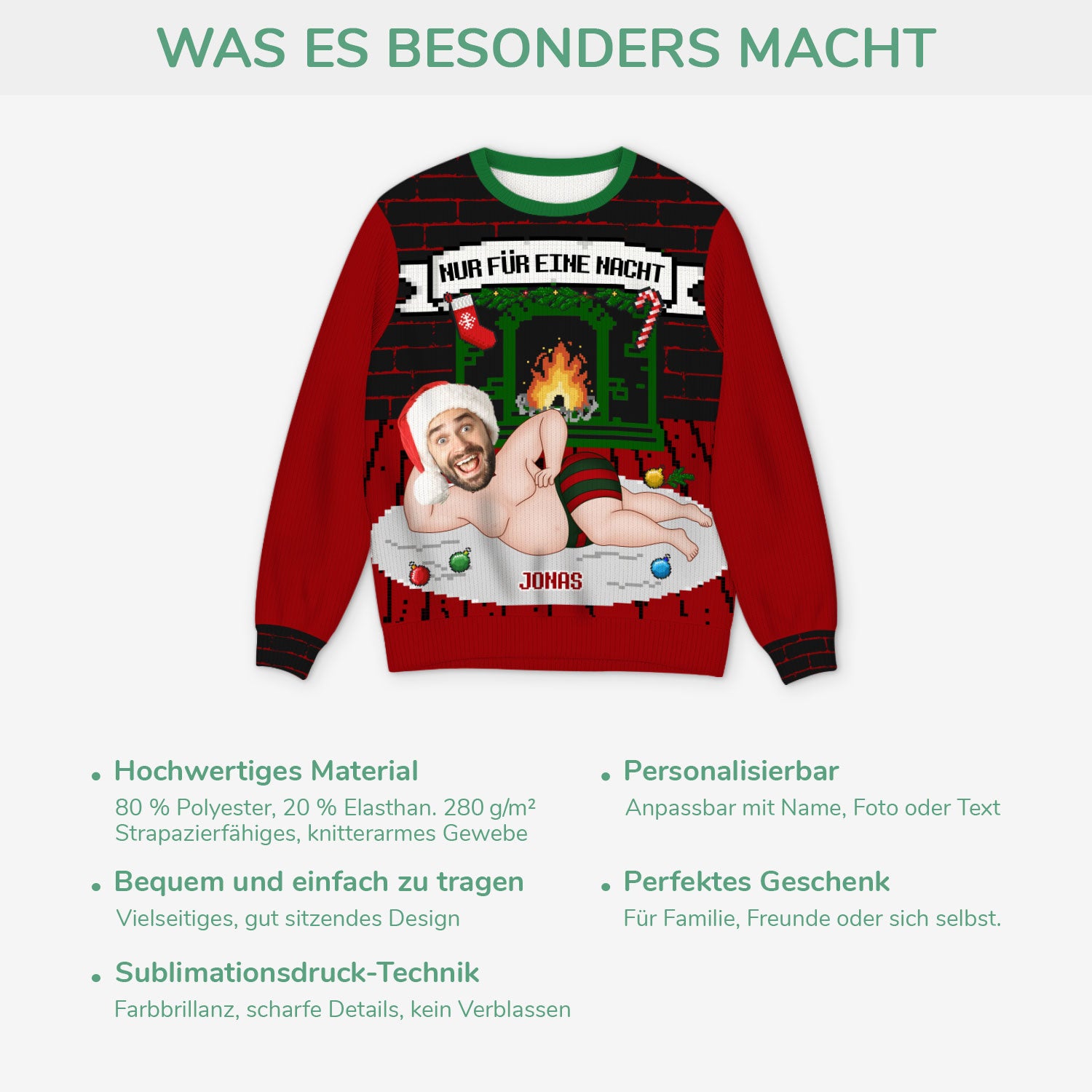 5813WGE5 nur fur eine nacht lustiger weihnachtspullover personalisiert_ mit gesicht 5813W3QAB