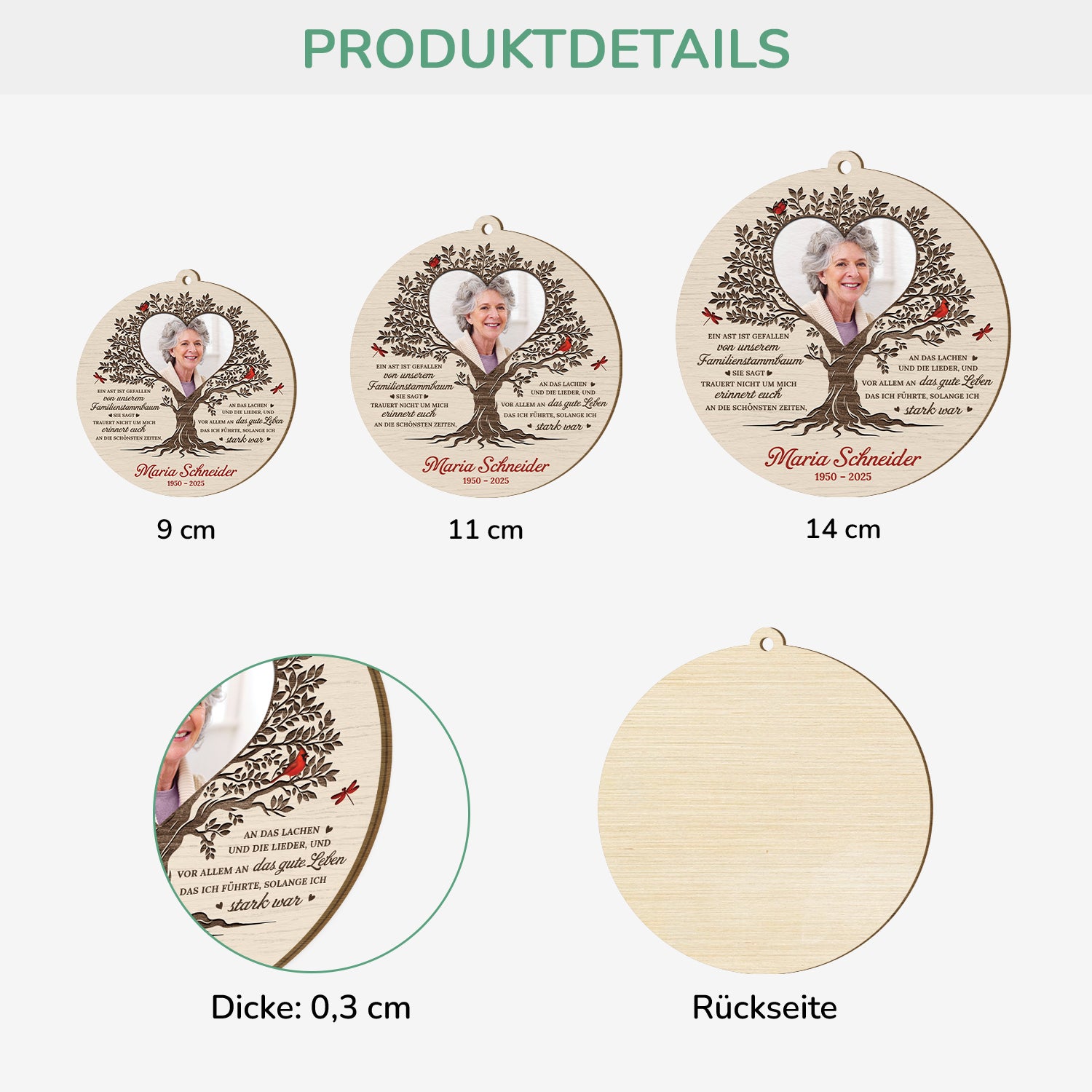 5816OGE3 ein ast ist gefallen von unserem familienstammbaum personalisierte 1 schicht holz ornamente zur erinnerung mit foto 5816O6VNA