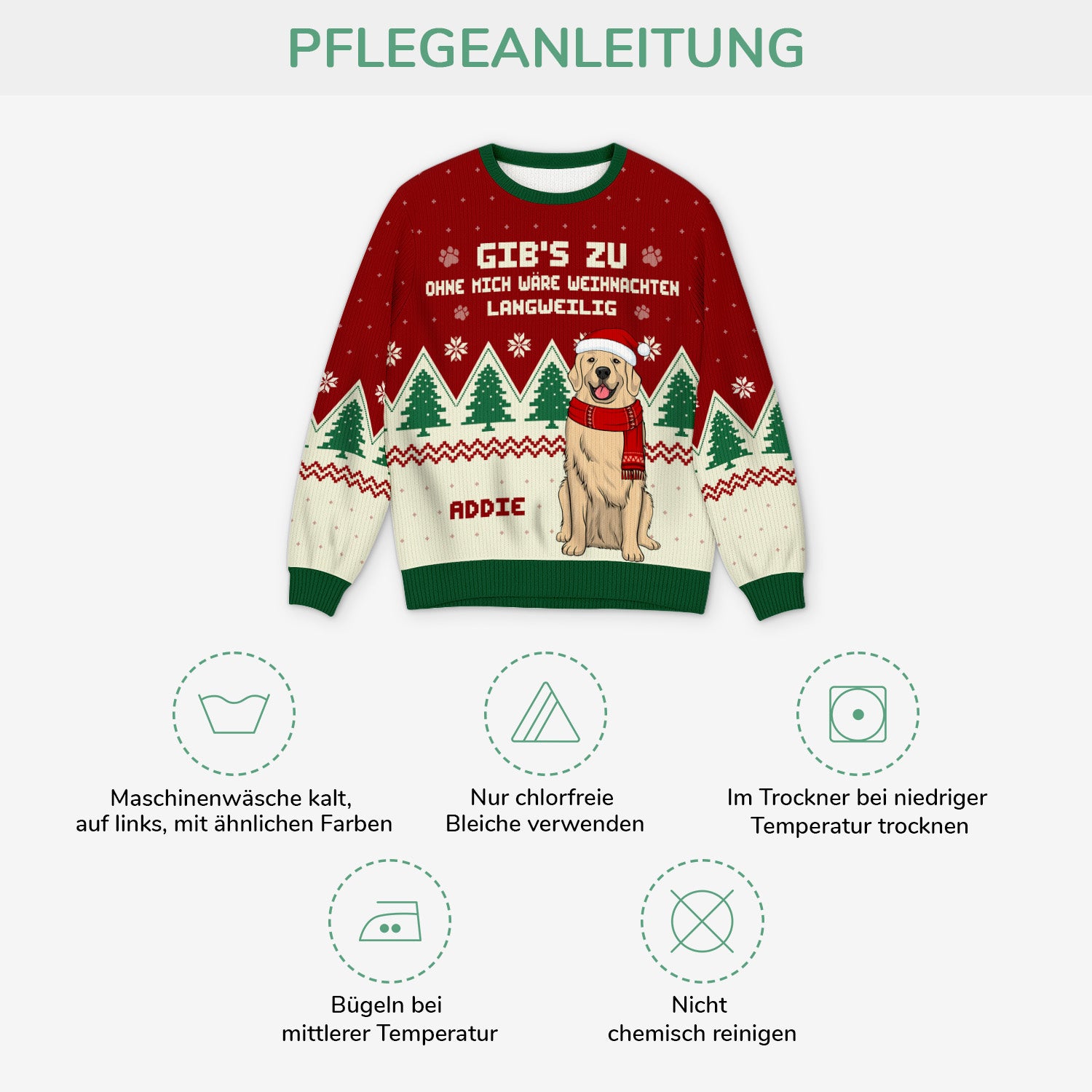 5818WGE4 ohne mich ware das leben langweilig weihnachtspullover hund personalisiert_ 5818W6LTC