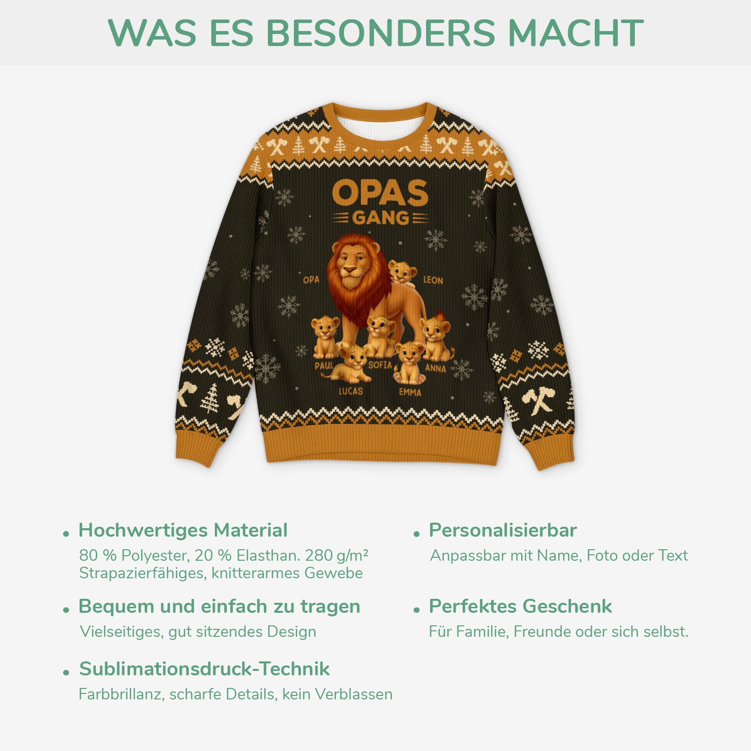 5826WGE5 papas opas gang lowe weihnachtspullover herren personalisiert 5826W6TTB