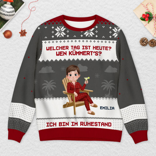 5829WGE2 ich bin im ruhestand ich muss nix ich will nix personalisierter weihnachtspullover rente lustig 5829W6QCA