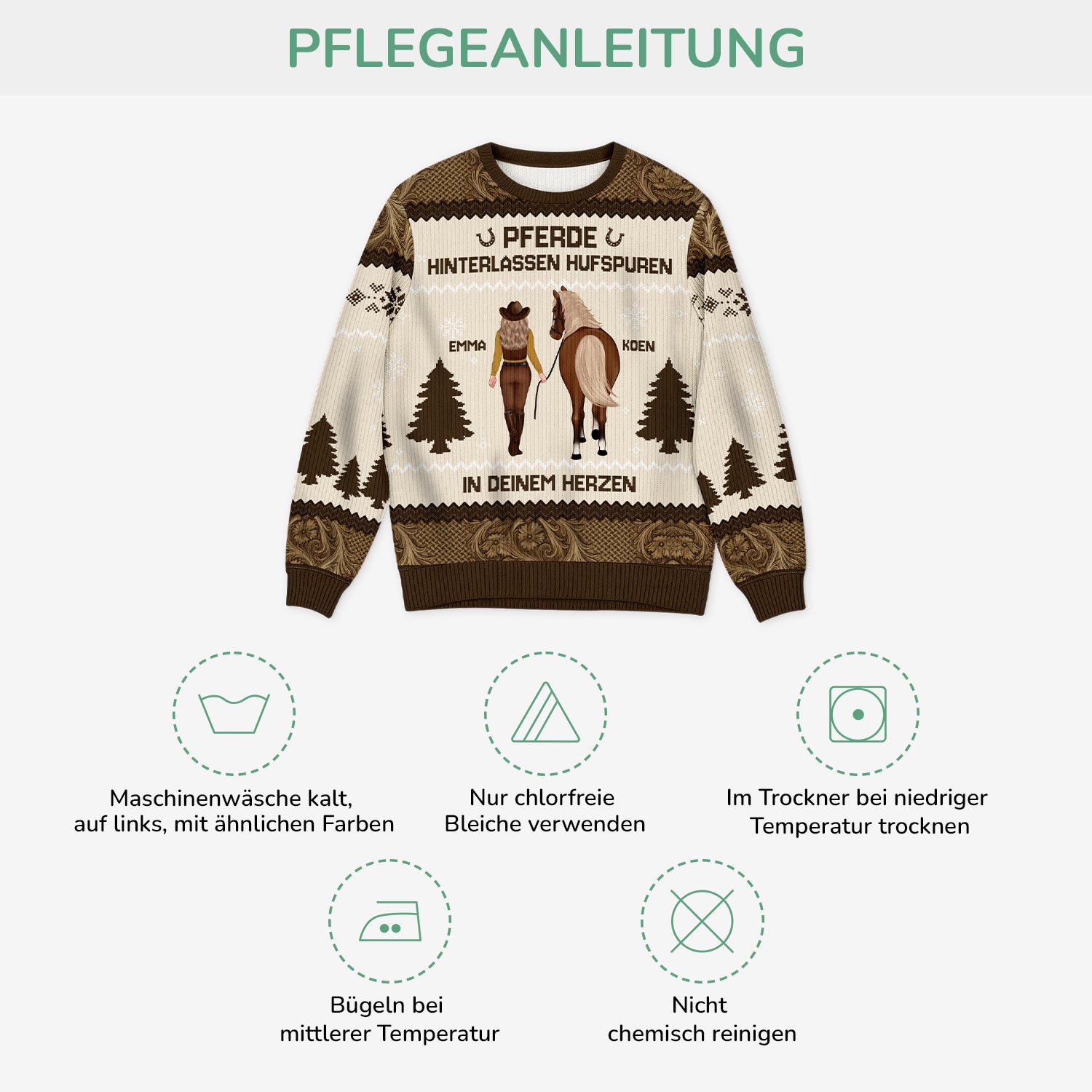 5830WGE4 pferde hinterlassen hufspuren in deinem herzen personalisierter weihnachtspullover pferd 5830W6TNA