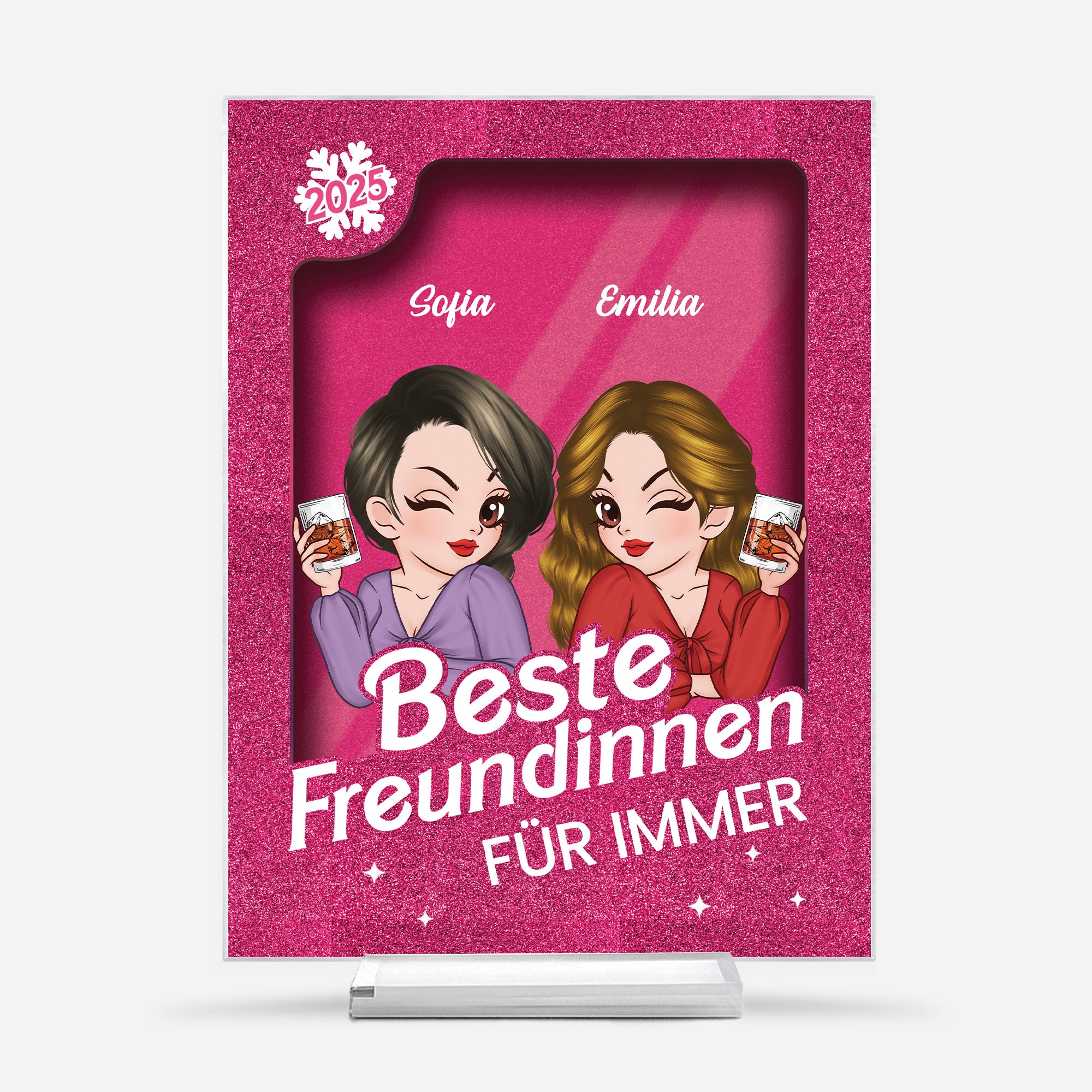 5832RGE1 beste freundinnen fur immer personalisierte acryl plakette mit stander beste freunde 5832R8MAF