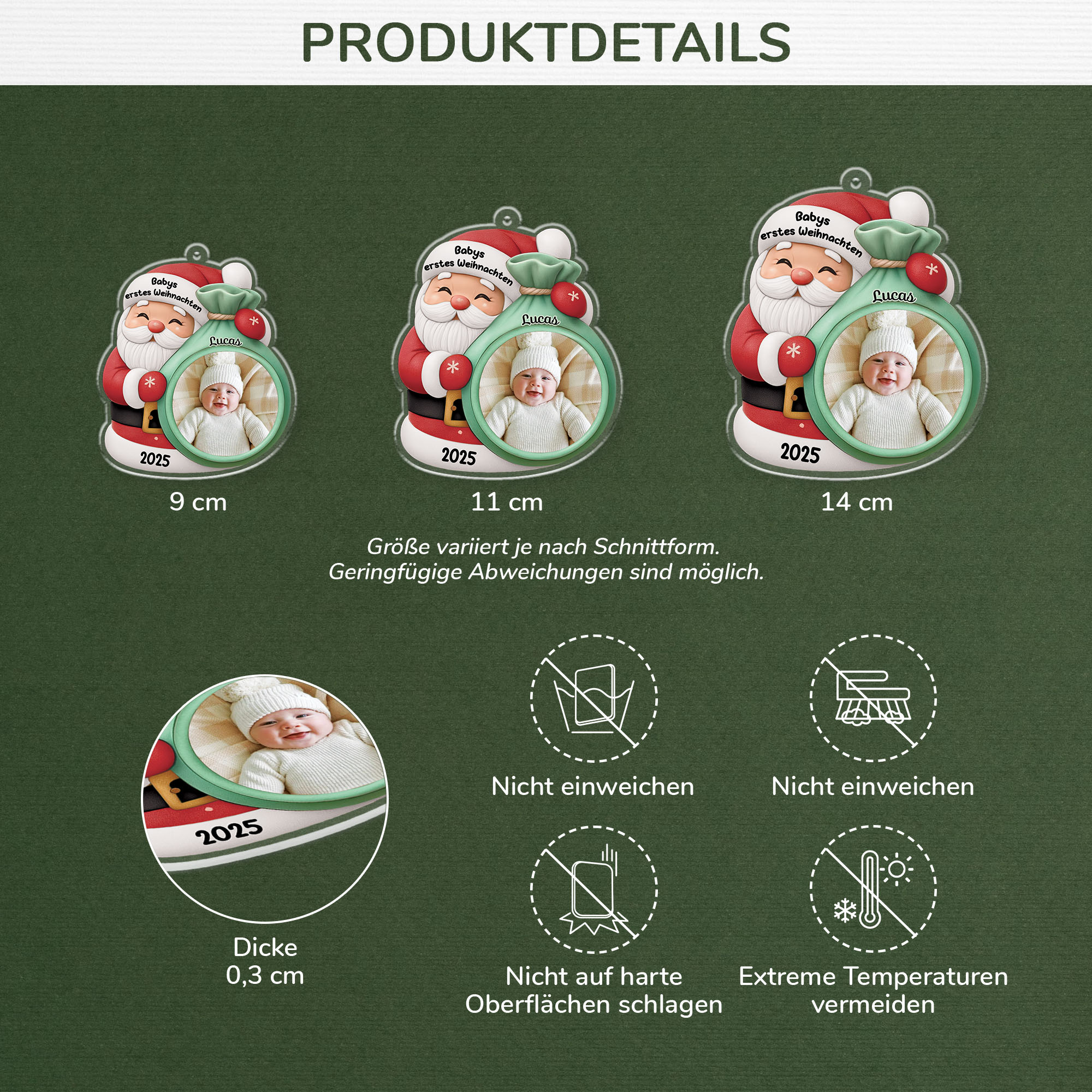 5835OGE3 kleines bundel freude personalisierter weihnachtsschmuck_ acryl zur geburt eines babys 5835O3LQK