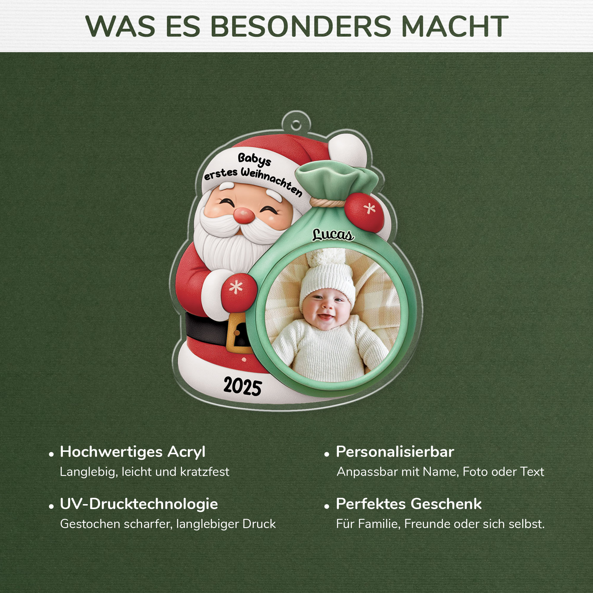 5835OGE4 kleines bundel freude personalisierter weihnachtsschmuck_ acryl zur geburt eines babys 5835O3LQK