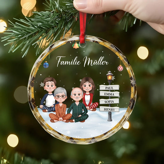 5841OGE2 die familie cartoon strassenschilder personalisierter weihnachtsschmuck_ glas familie 5841OTY5I