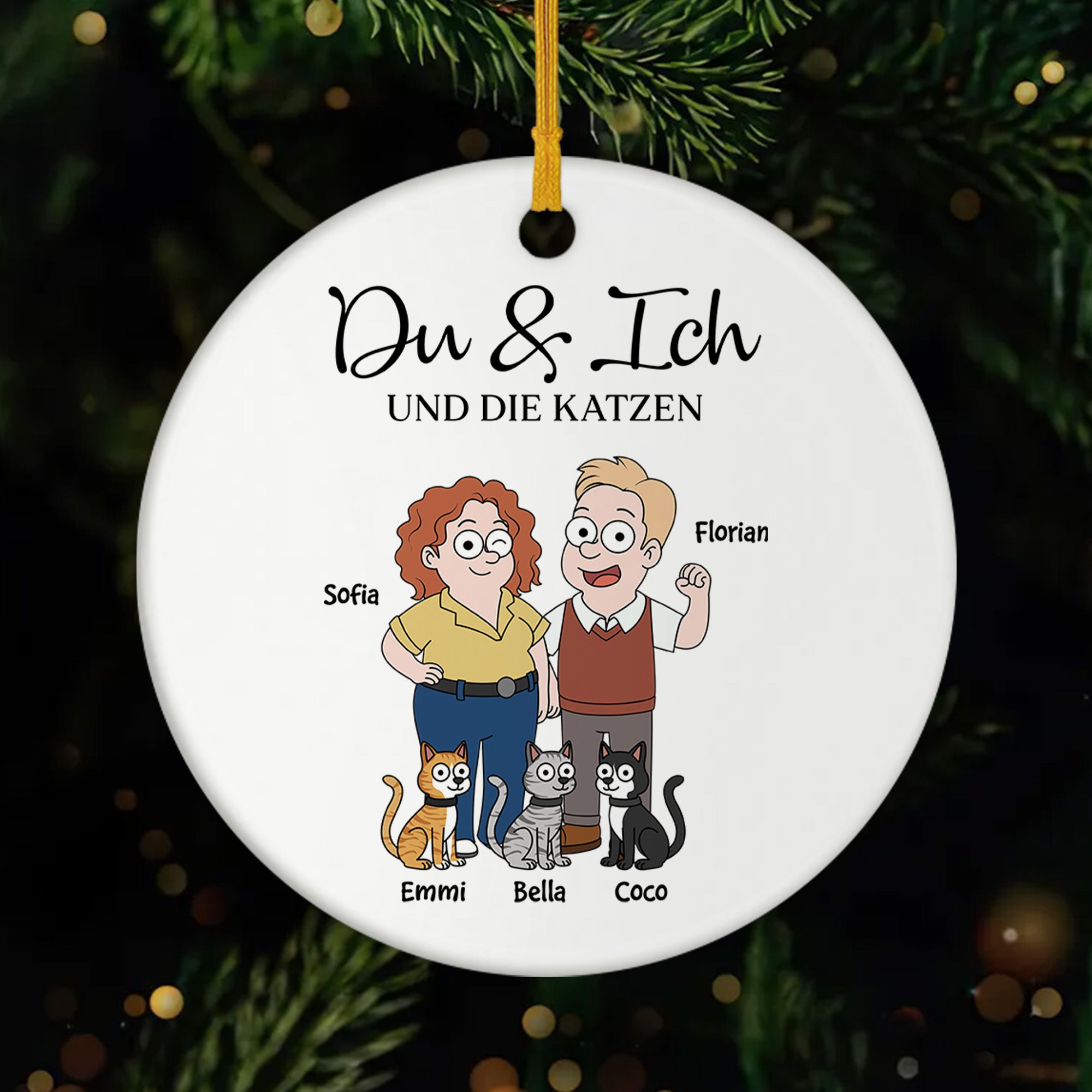 5854OGE1 du ich und die katze personalisierte keramik ornament paar 5854OKQ7D