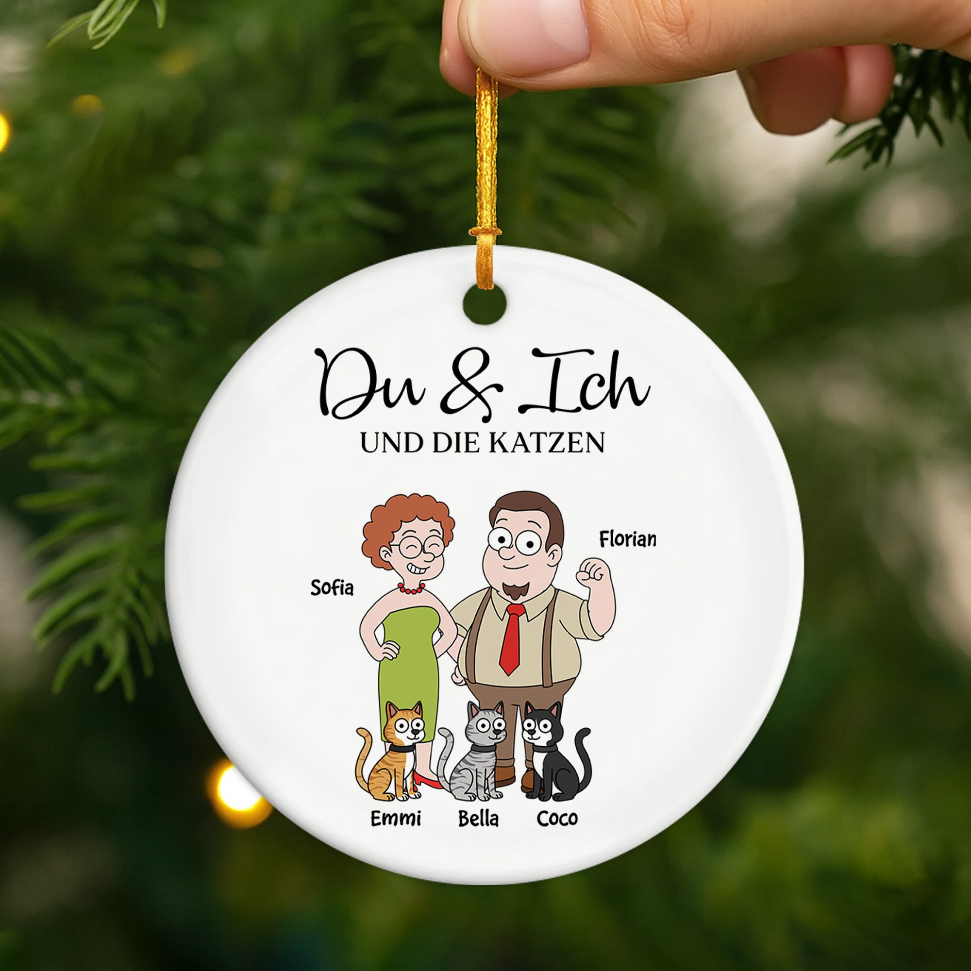5854OGE2 du ich und die katze personalisierte keramik ornament paar 5854OKQ7D
