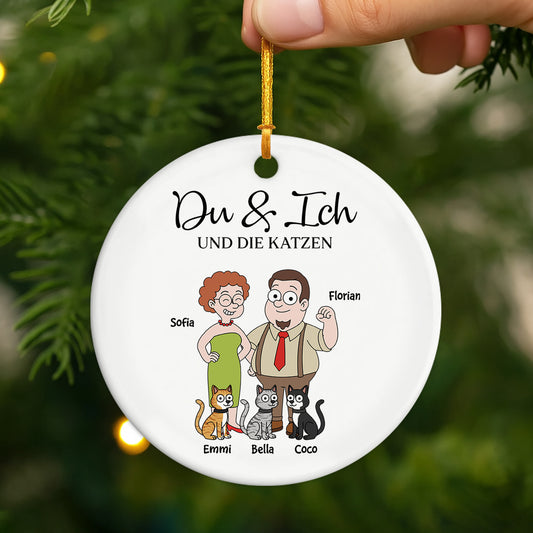 5854OGE2 du ich und die katze personalisierte keramik ornament paar 5854OKQ7D
