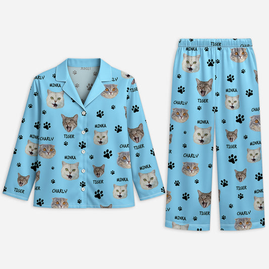 5900VGE1 katze mit foto personalisierte pyjama_ damen und herren 5900VKZND