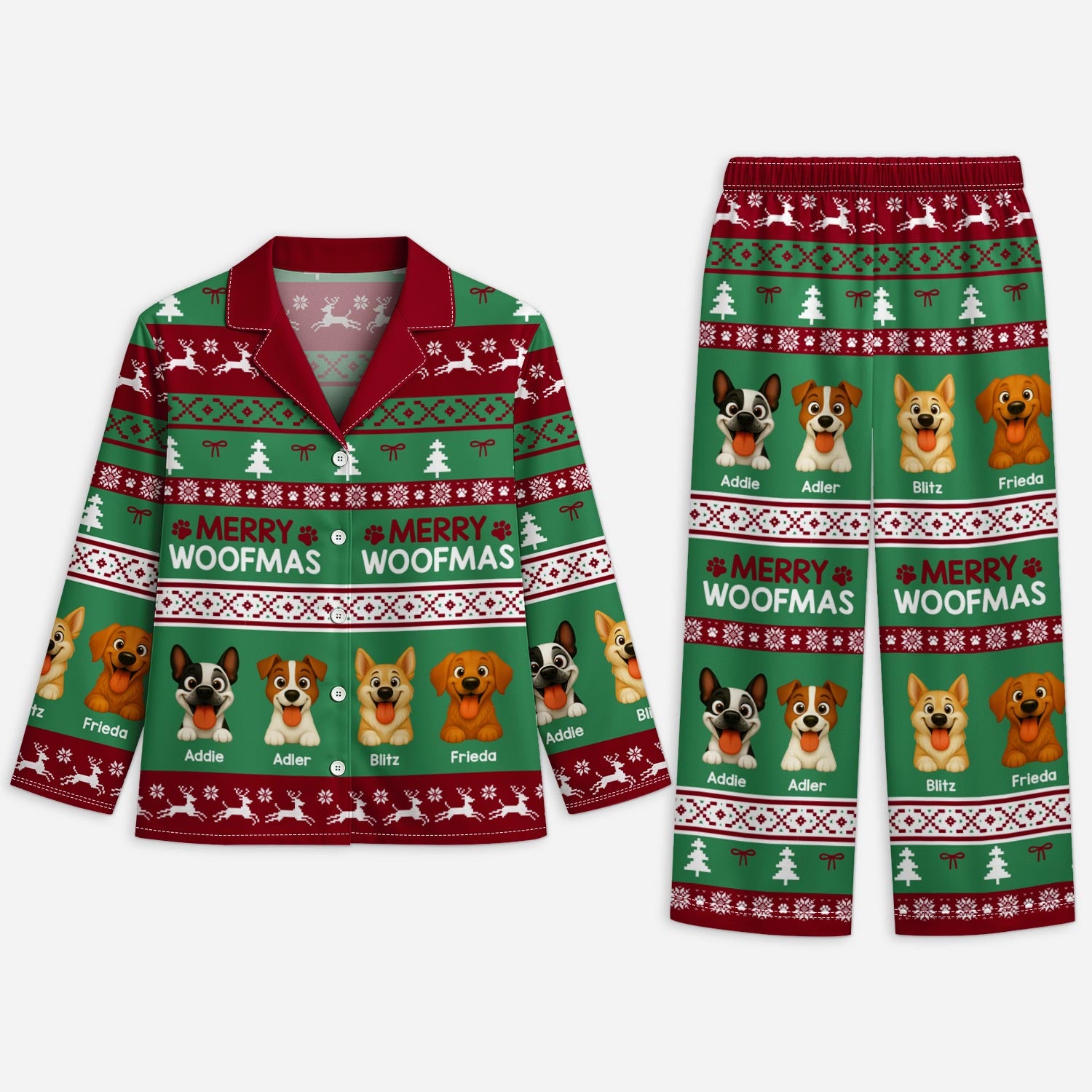 5906VGE1 merry woofmas personalisierte pyjama_ hunde weihnachten 5906VKVAC