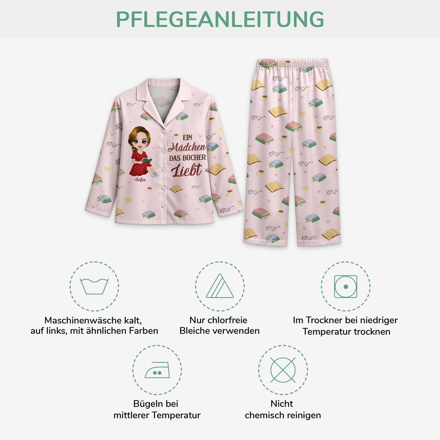 5915VGE4 einfach ein madchen das bucher liebt personalisierte pyjama damen_ leseratten_ 5915V3QZA