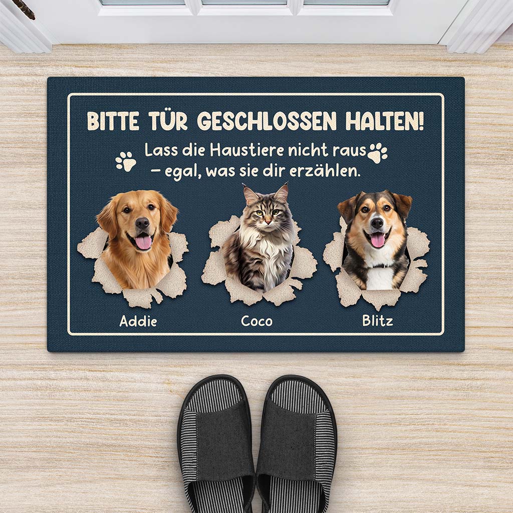 5932DGE2 bitte tur geschlossen halten fussmatte personalisiert hund_ mit foto 5932D6VZC