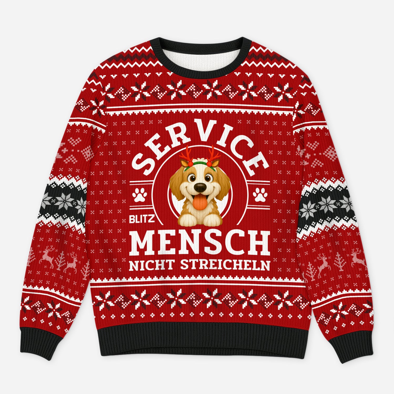 5943WGE1 service mensch nicht streicheln weihnachtspullover hund personalisiert 5943WKKNC