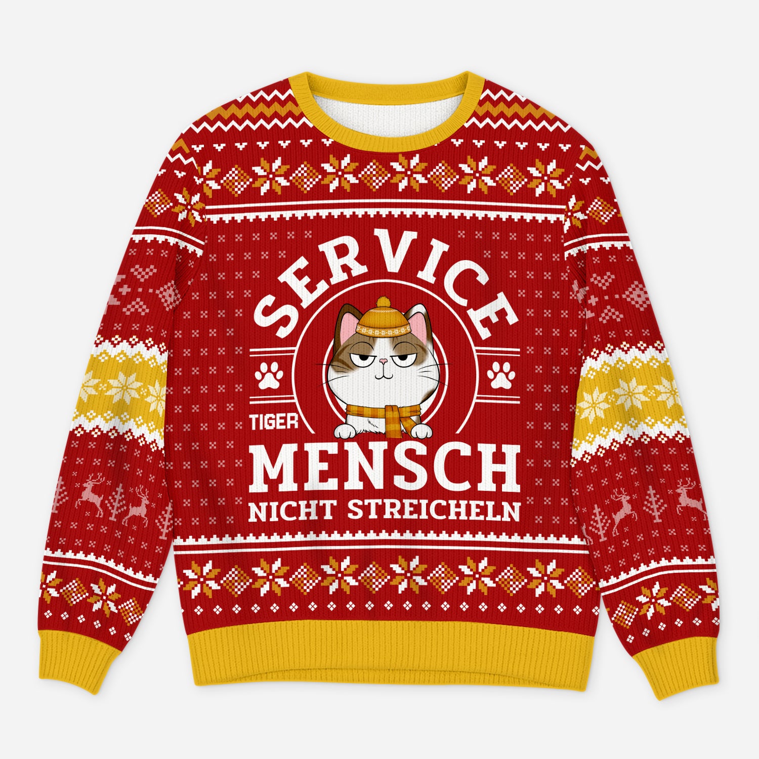 5943WGE1 service mensch nicht streicheln weihnachtspullover katze personalisiert 5943WKKND