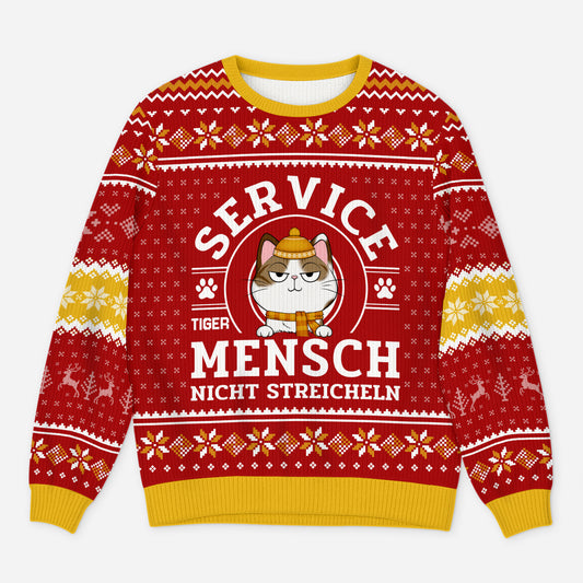 5943WGE1 service mensch nicht streicheln weihnachtspullover katze personalisiert 5943WKKND