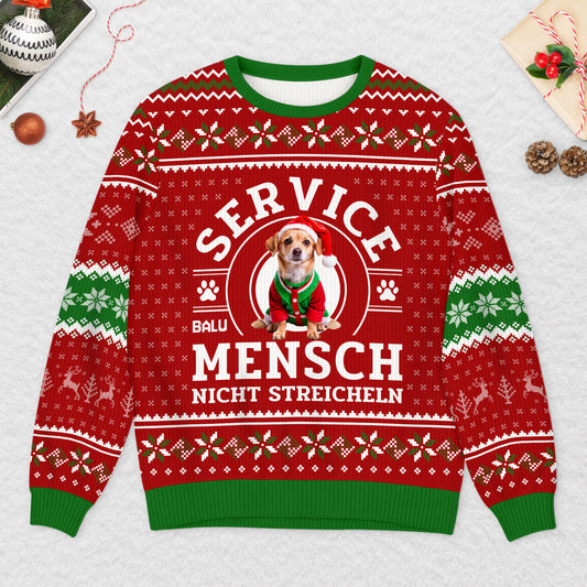 5943WGE2 service mensch nicht streicheln weihnachtspullover hund personalisiert 5943WKKNC