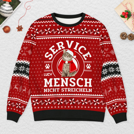 5943WGE2 service mensch nicht streicheln weihnachtspullover katze personalisiert 5943WKKND