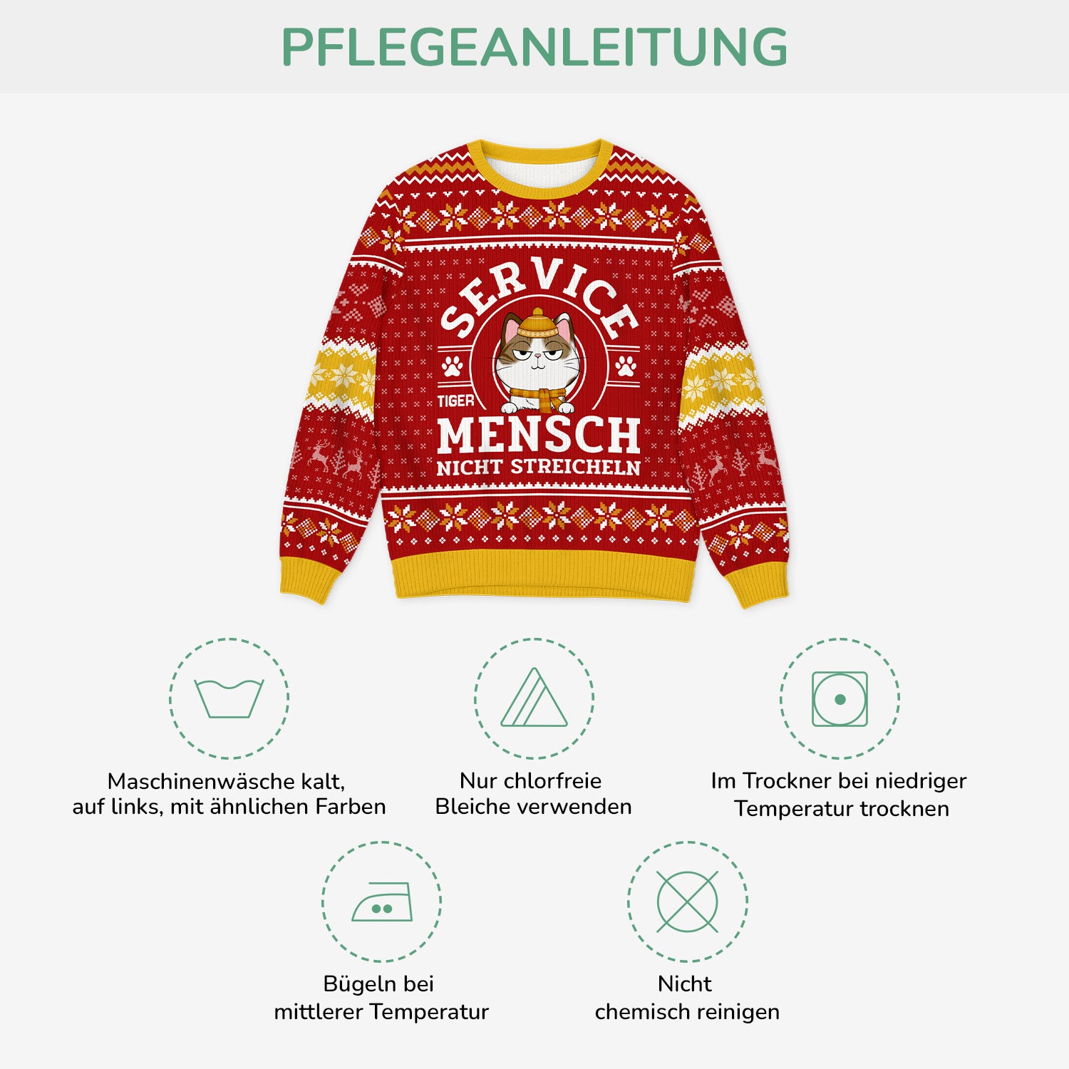 5943WGE4 service mensch nicht streicheln weihnachtspullover katze personalisiert 5943WKKND