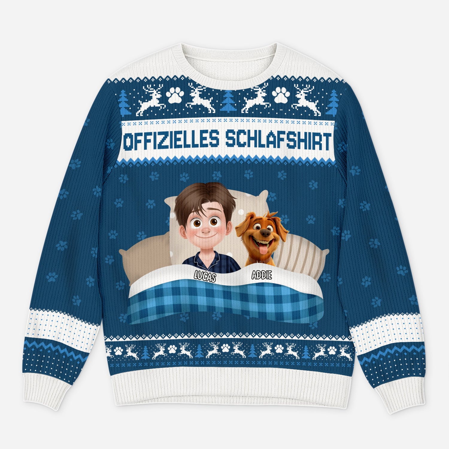 5947WGE1 offizielles schlafshirt weihnachtspullover hund personalisiert 5947WKLNC