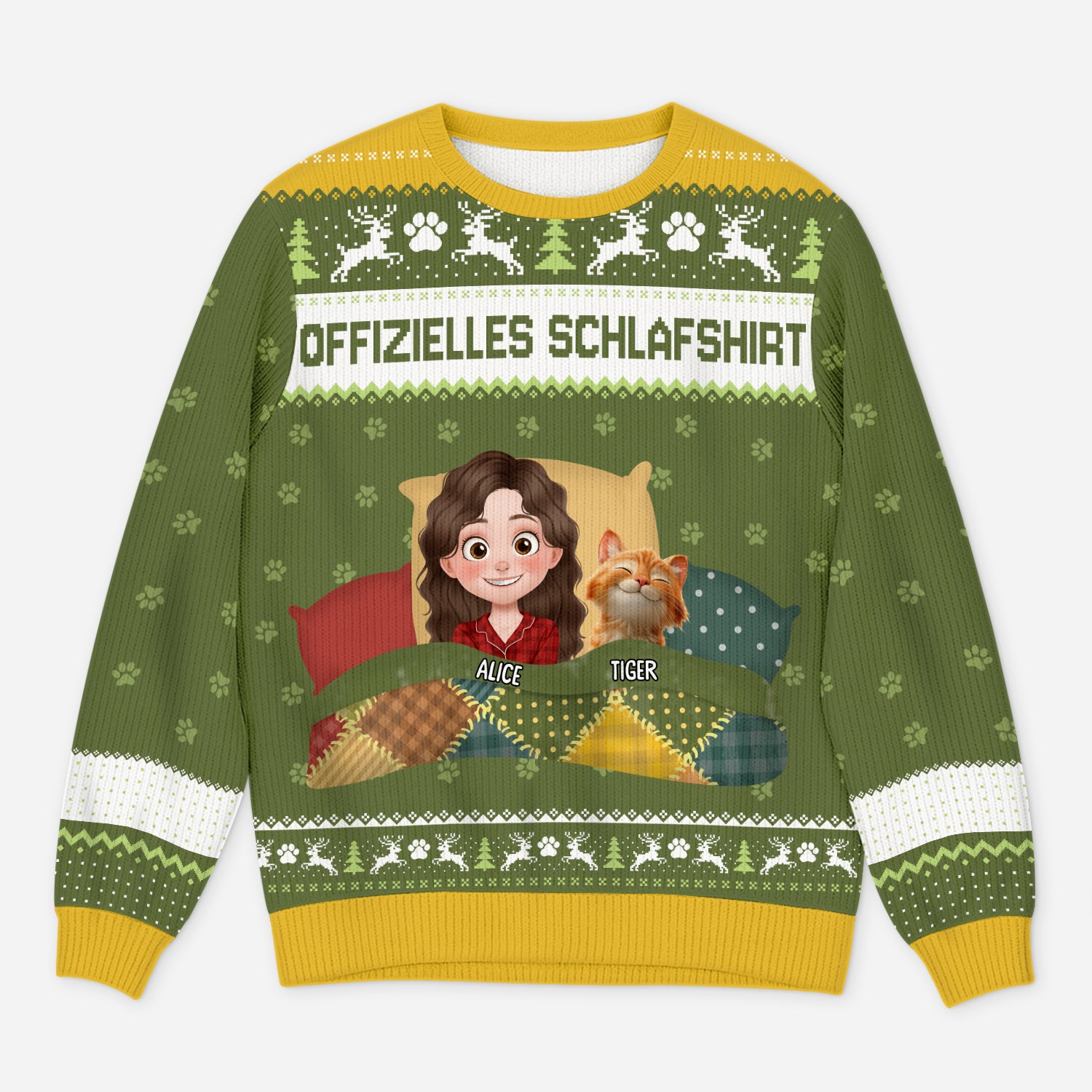 5947WGE1 offizielles schlafshirt weihnachtspullover katze personalisiert 5947WKLND