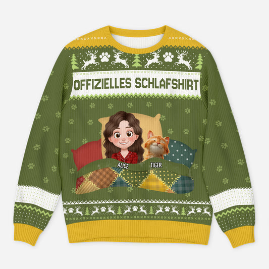 5947WGE1 offizielles schlafshirt weihnachtspullover katze personalisiert 5947WKLND