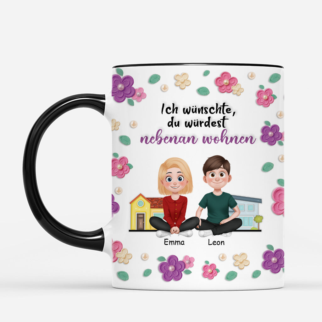 5950MGE2 3d druck effekt ich wunschte du wurdest nebenan wohnen blumen cartoon personalisierte tassen freundinnen_ schwester 5950M8VAF
