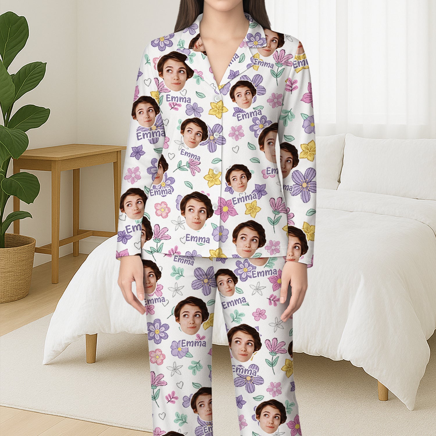 5951VGE3 madchen und blumen personalisierte pyjama damen_ 5951VKQNA